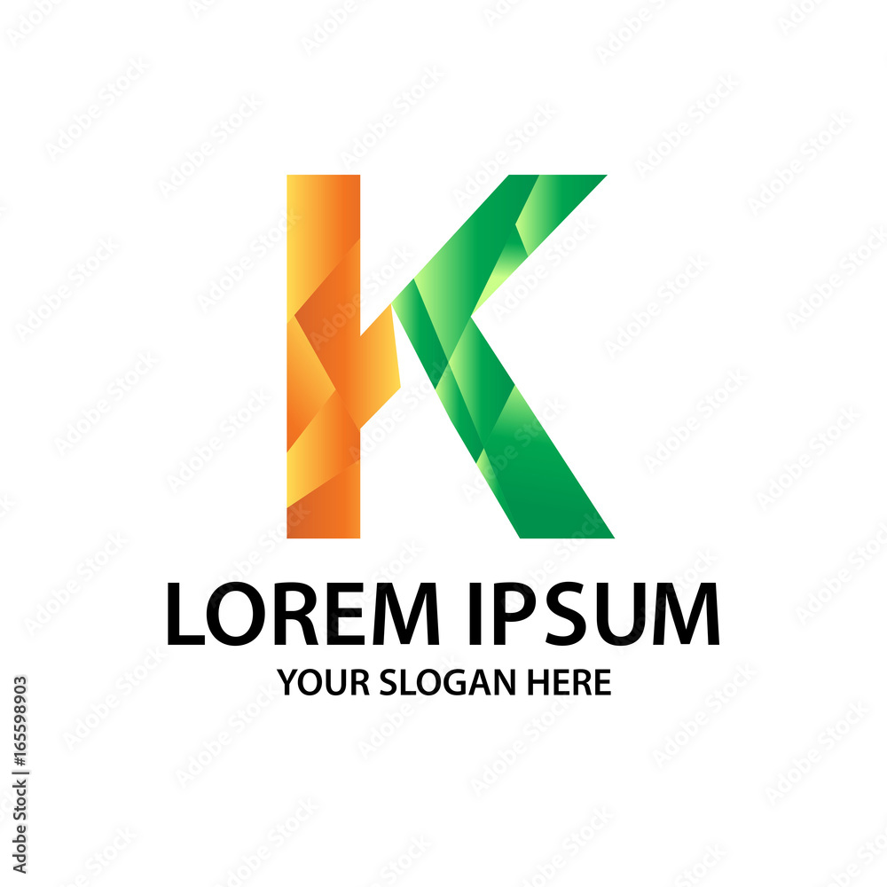 Letter K with polygonal style, logo design, isolated on white background. Letter K with polygonal style, logo design, isolated on white background.
