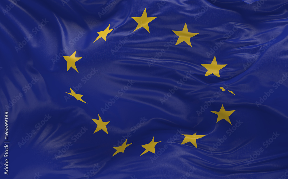 Flag of the European Union waving in the wind 3d render Flag of the European Union waving in the wind 3d render
