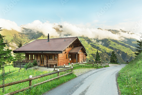 rural landscape against the backdrop of the Alpine mountains