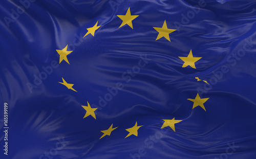  Flag of the European Union waving in the wind 3d render