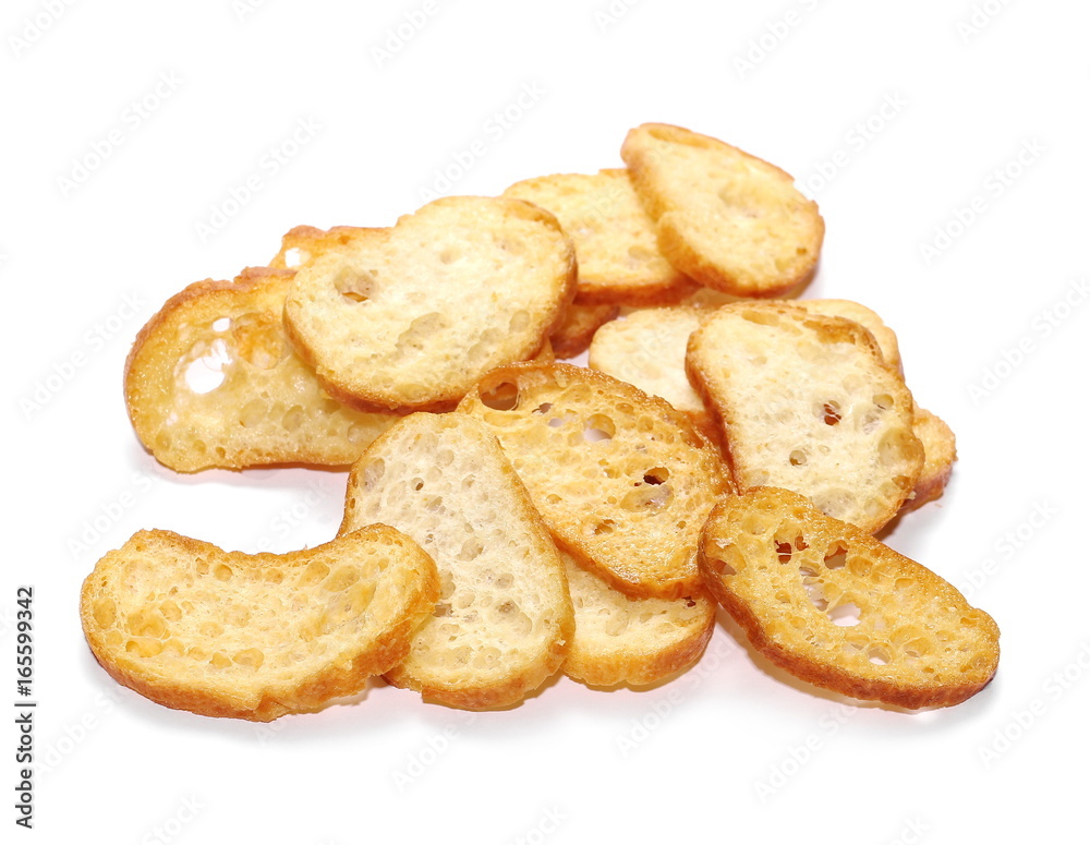 pile cheese rusks with wholewheat flour, bread sliced isolated on white background pile cheese rusks with wholewheat flour, bread sliced isolated on white background