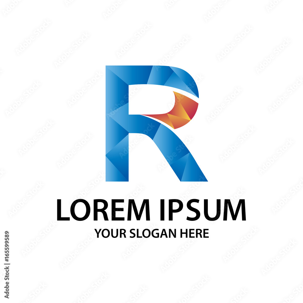 Letter R with polygonal style, logo design, isolated on white background. Letter R with polygonal style, logo design, isolated on white background.