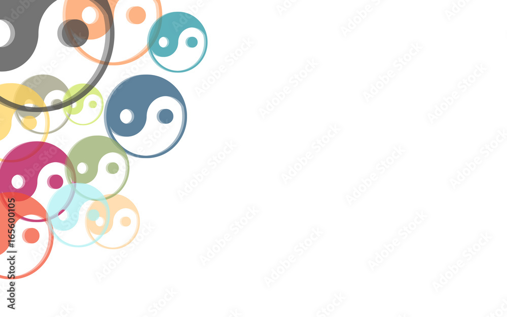 Hintergrund aus bunten Yin-Yang-Zeichen Hintergrund aus bunten Yin-Yang-Zeichen