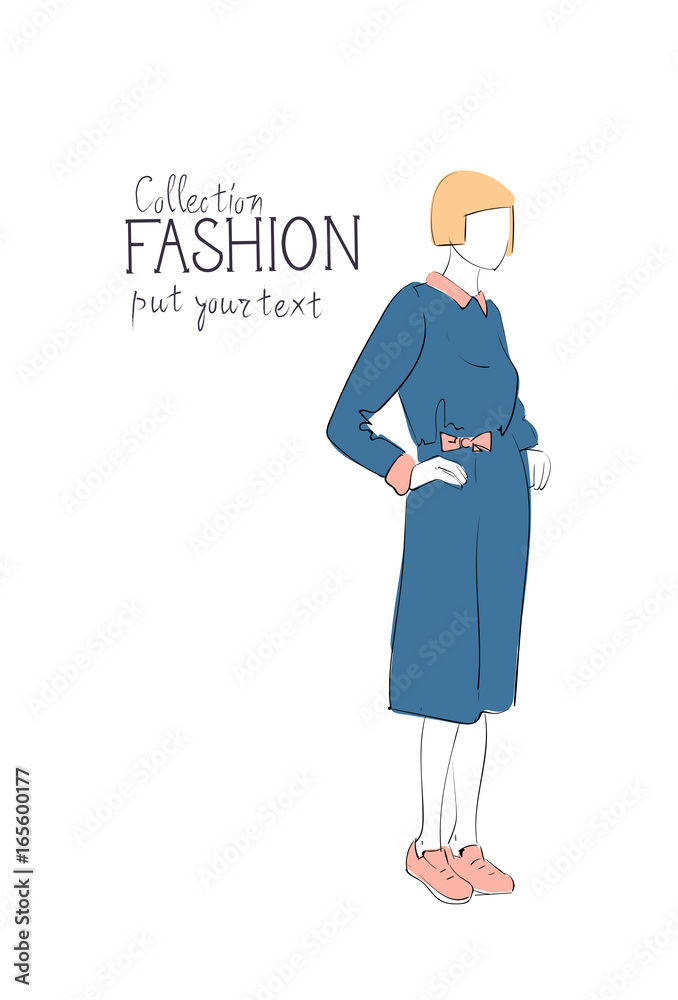 Fashion Collection Of Clothes Female Model Wearing Trendy Clothing Vector Illustration Fashion Collection Of Clothes Female Model Wearing Trendy Clothing Vector Illustration