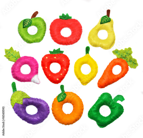 Felt Fruits and Vegetables set, toy for kids. Isolated