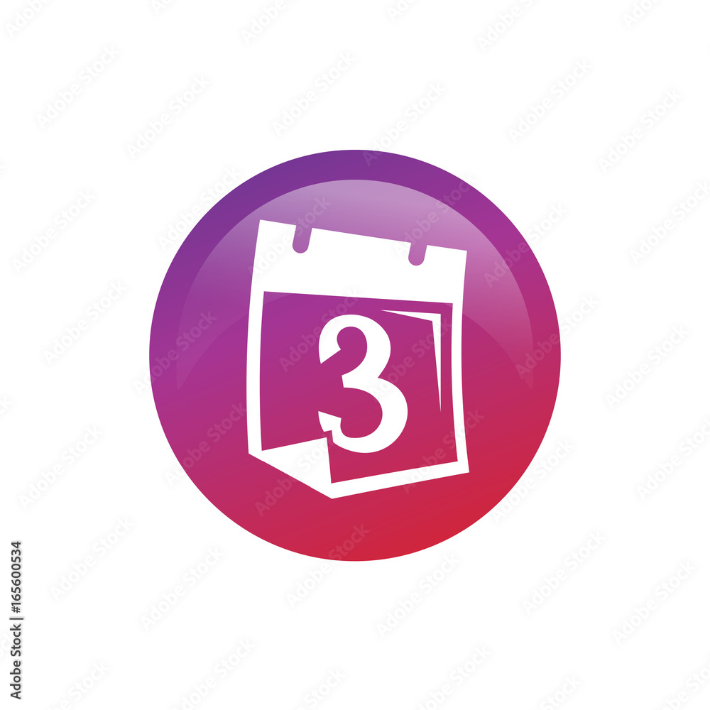 number 3 on calendar within a circle, icon design, isolated on white background. number 3 on calendar within a circle, icon design, isolated on white background.