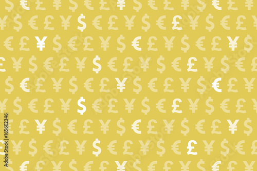 Yellow Dollar Euro Yen Pound Currencies Pattern Background