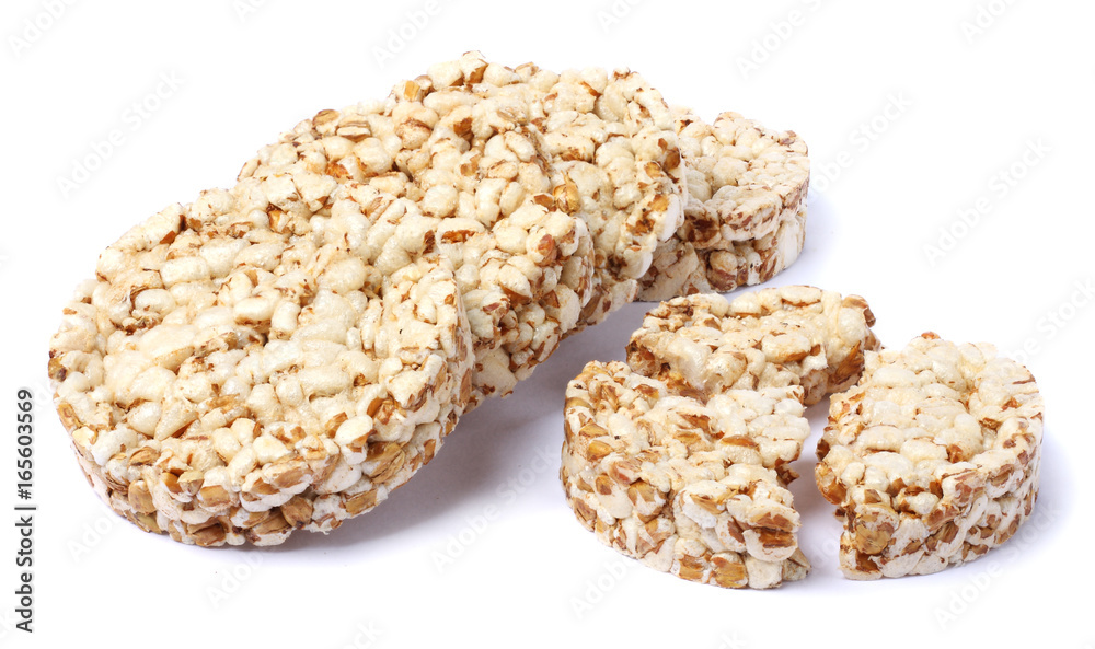 Round rice cake isolated on white background Round rice cake isolated on white background