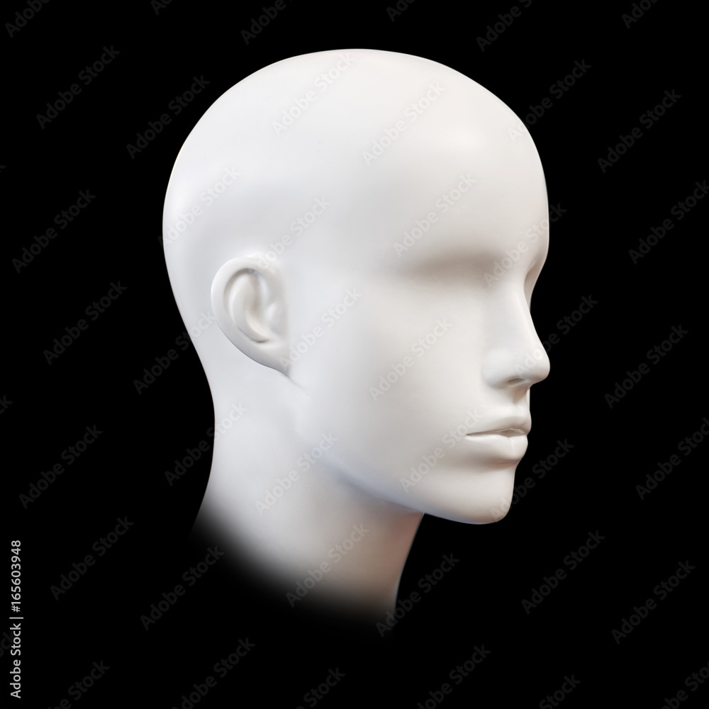 Mannequin heads against black background Stock Photo | Adobe Stock