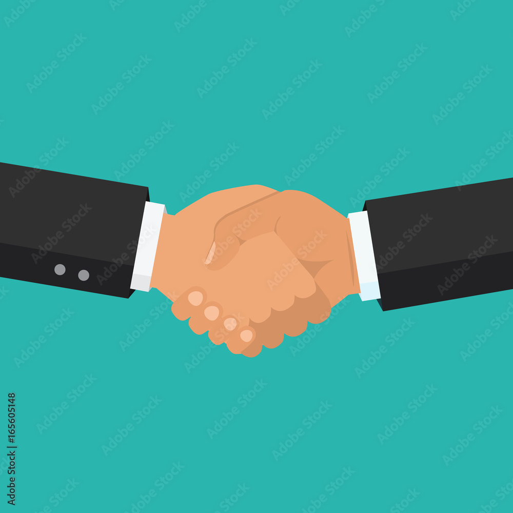 Vector business partnership illustration. Handshake. Symbol of success deal, happy business partnership, agreement. Flat design isolated on background Vector business partnership illustration. Handshake. Symbol of success deal, happy business partnership, agreement. Flat design isolated on background