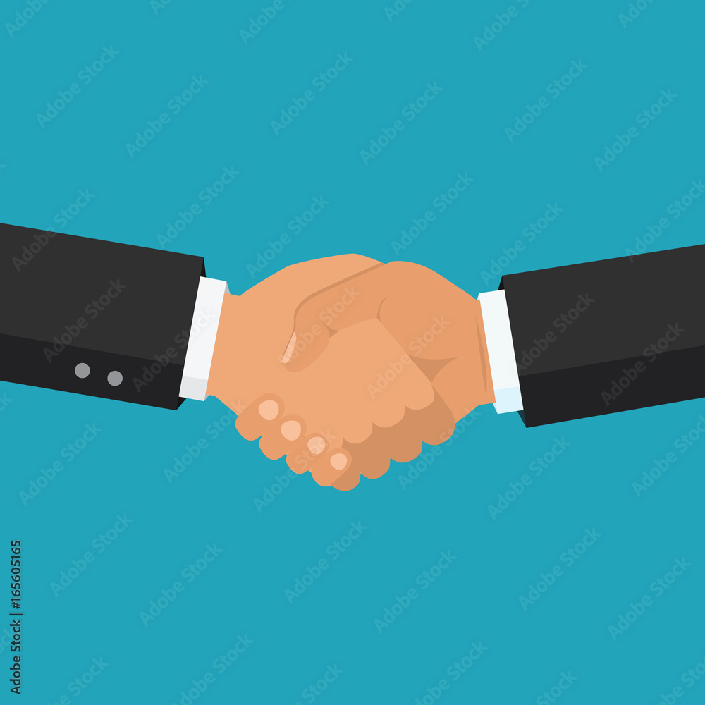 Vector business partnership illustration. Handshake. Symbol of success deal, happy business partnership, agreement. Flat design isolated on background Vector business partnership illustration. Handshake. Symbol of success deal, happy business partnership, agreement. Flat design isolated on background