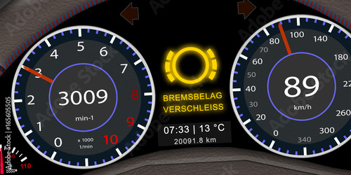 ps_15 ProgrammingScreen - Armaturenbrett / Kombiinstrument mit der Displayanzeige - Bremsbelagverschleiss - Kontrollleuchte - english - brake wear indicator - 2to1 - g5320