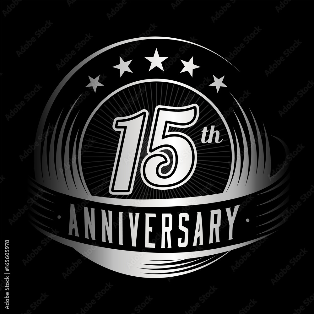 Fototapeta premium 15 years anniversary design template. Vector and illustration. 15th logo. 