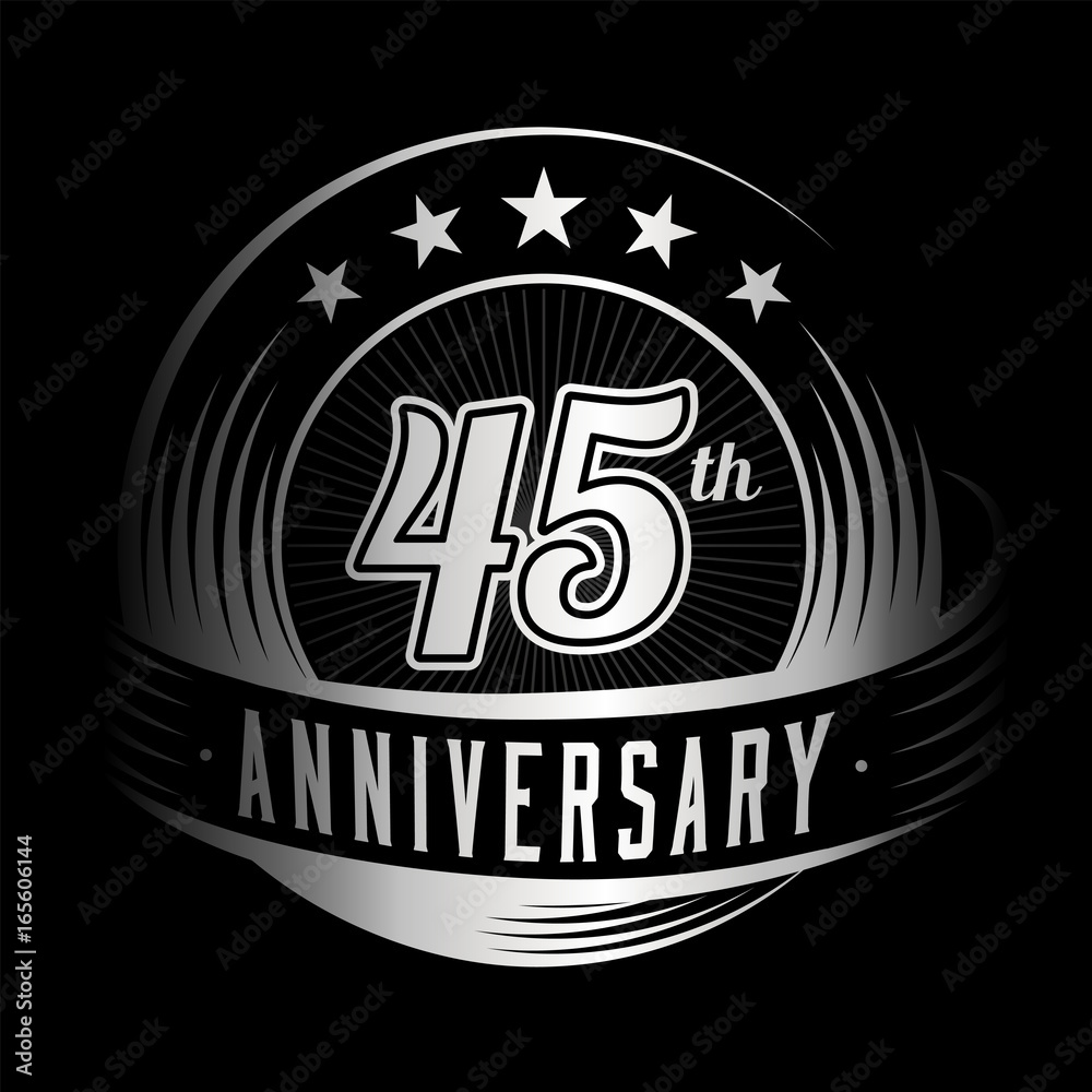 Fototapeta premium 45 years anniversary design template. Vector and illustration. 45th logo. 