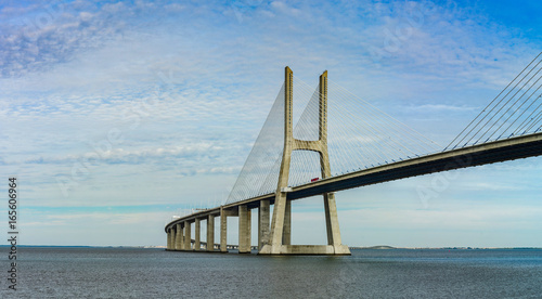 Vasco da Gama bridge in Lisbon panoramic view