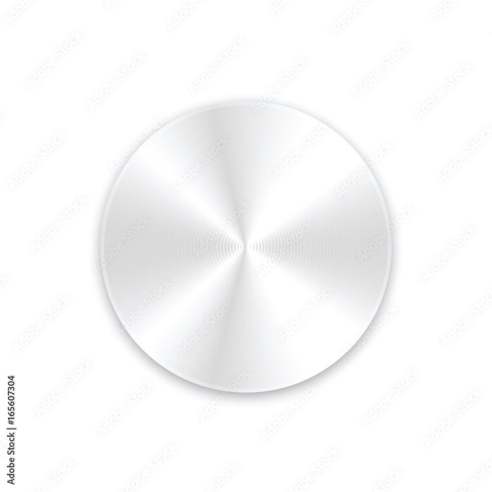 Metal round button with shadow on white background. Vector illustration. Metal round button with shadow on white background. Vector illustration.