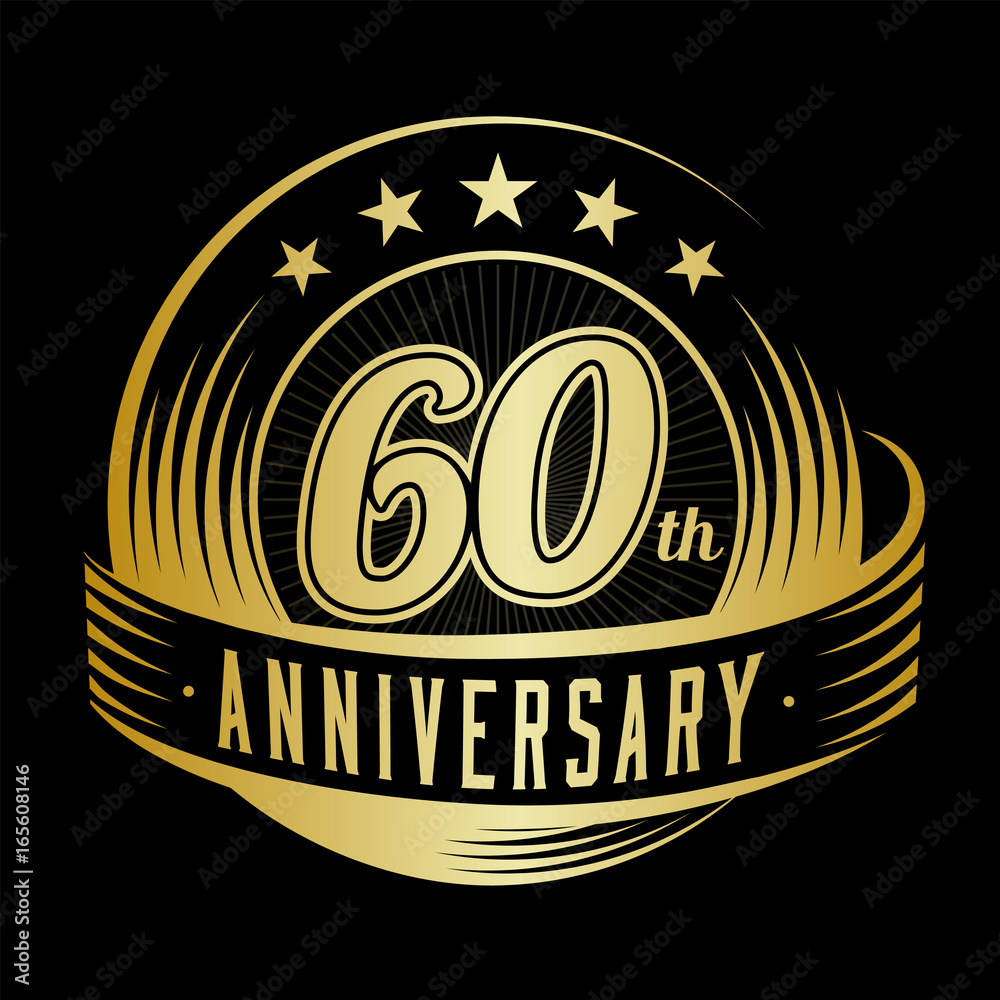Fototapeta premium 60 years anniversary design template. Vector and illustration. 60th logo. 