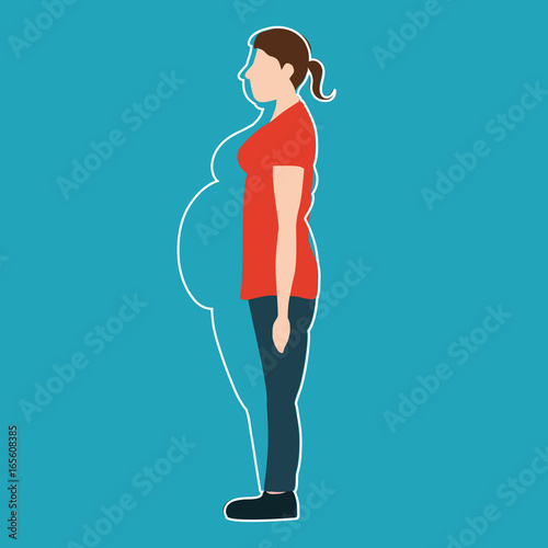 Vector illustration. Figures of thin woman in a thick body. Weight loss concept.