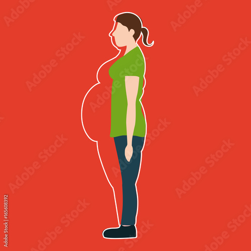 Vector illustration. Figures of thin woman in a thick body. Weight loss concept.