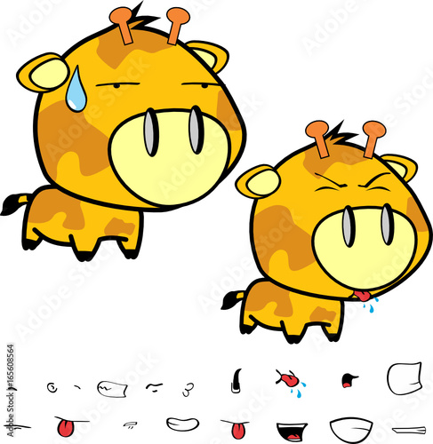 funny little big head giraffe expressions pack in vector format 