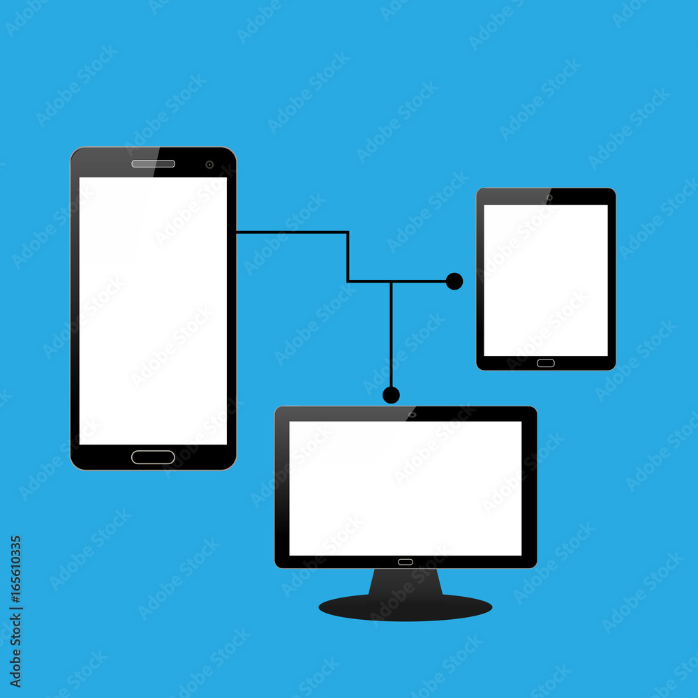 Connect smartphone, PC and tablet vector Connect smartphone, PC and tablet vector