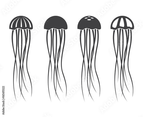 collection of monochrome jellyfish icon
