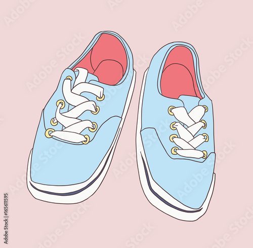 Illustration of misplaced sneakers in color