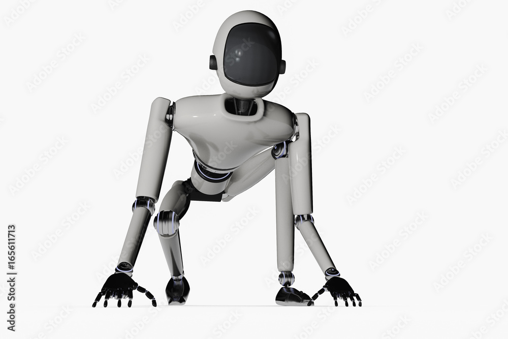 A robot is ready to start