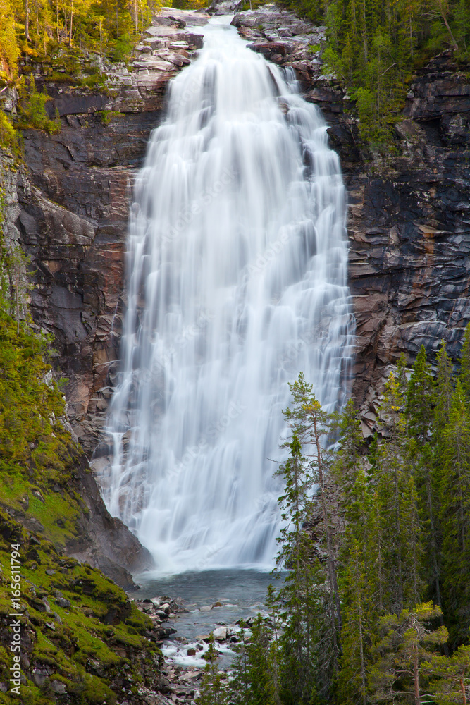 waterfall Henfallet in Tydal Norway waterfall Henfallet in Tydal Norway
