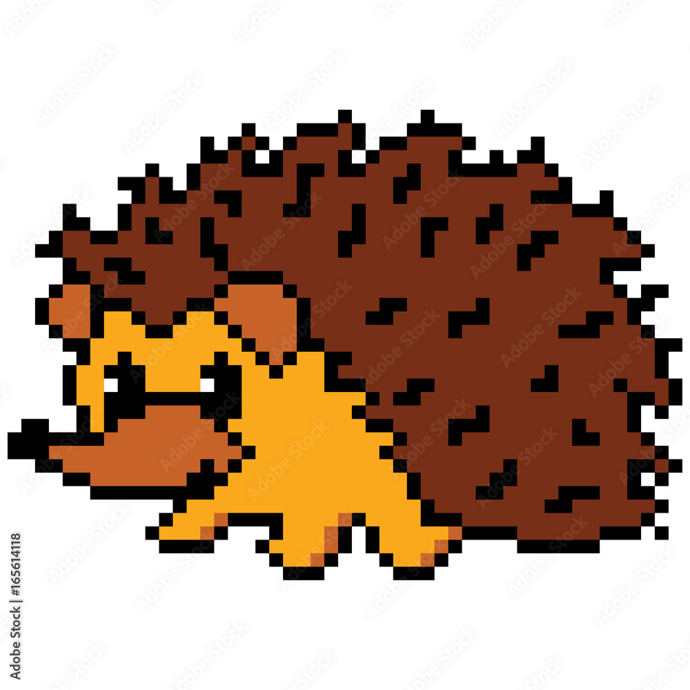 Hedgehog abstract isolated on a white background. Vector illustration in the style of old-school pixel art. Hedgehog abstract isolated on a white background. Vector illustration in the style of old-school pixel art.