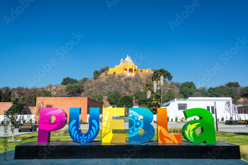Puebla Sign in Cholula, Mexico