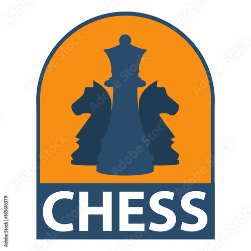 Icon of chess in strategy in flat style. Concept of design of an emblem for the websites, banners and infographic,chess companies. Business sign, corporate identity.Template for school