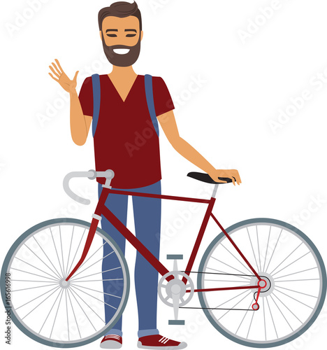 Young man with  bicycle