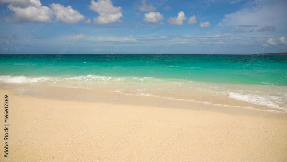 Beach, sea, sand,wave. Tropical beach, blue sky, clouds. Seascape ocean and beautiful beach paradise.Philippines Boracay. 4K video Travel concept Beach, sea, sand,wave. Tropical beach, blue sky, clouds. Seascape ocean and beautiful beach paradise.Philippines Boracay. 4K video Travel concept