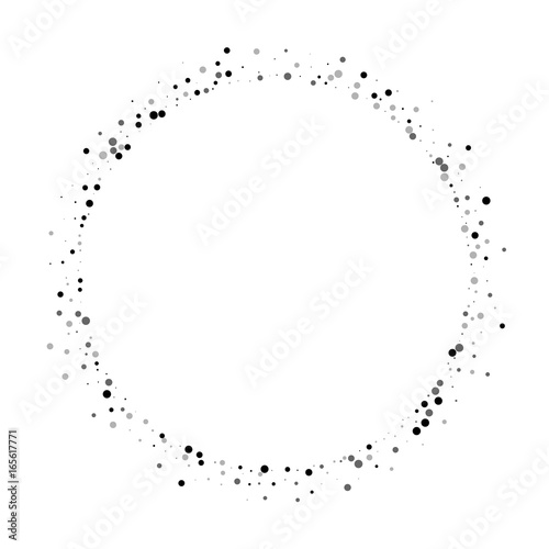 Dense black dots. Round shape with dense black dots on white background. Vector illustration.