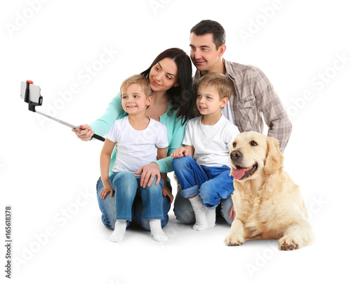 Happy family making selfie ...