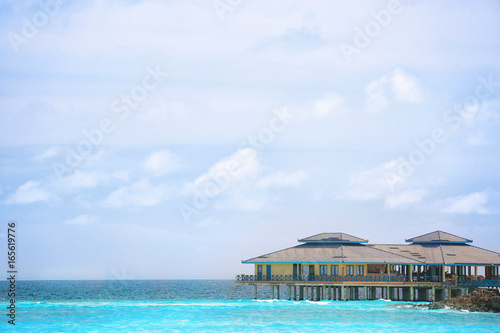Modern beach house at tropical resort