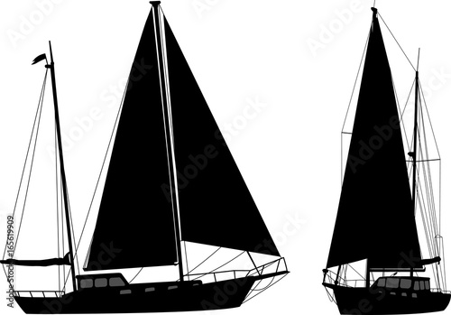 sailboat silhouettes - vector