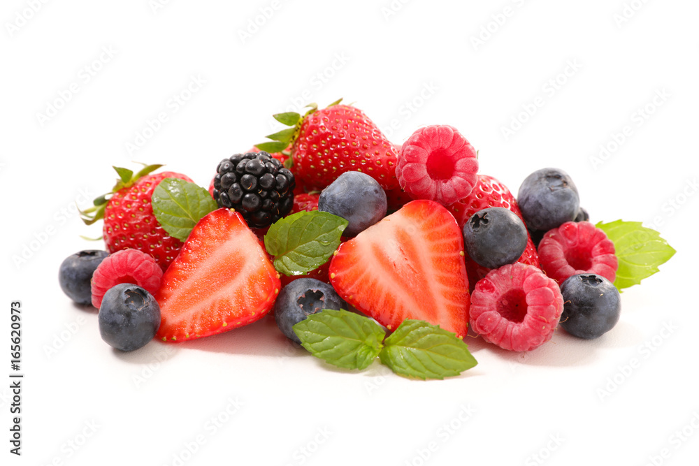 Obraz premium assorted berry fruit isolated on white background