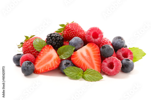 assorted berry fruit isolated on white background