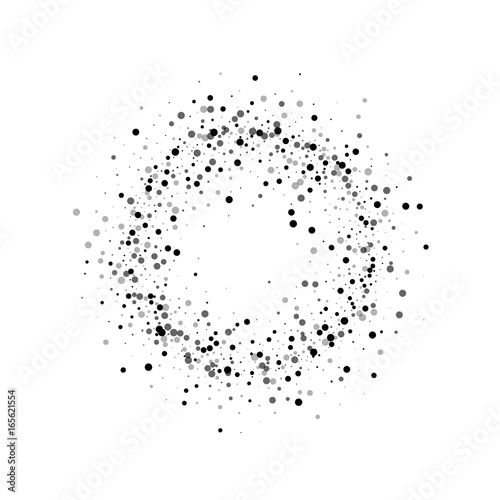 Dense black dots. Small circle frame with dense black dots on white background. Vector illustration. photo