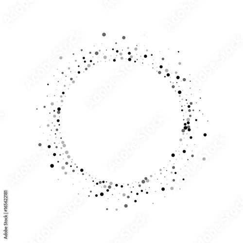 Dense black dots. Small round shape with dense black dots on white background. Vector illustration.