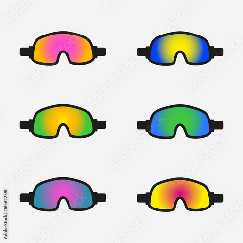 Set of goggles icons on white background.