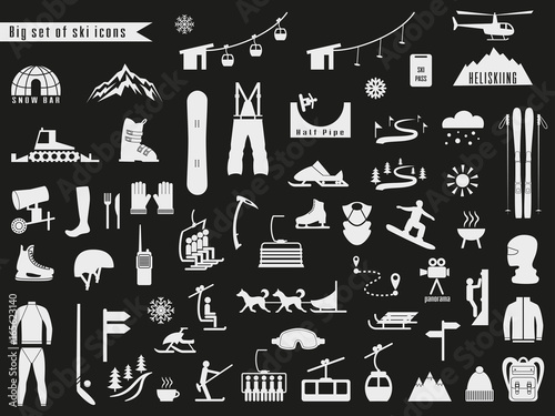 Big set of icons for ski and winter sports.