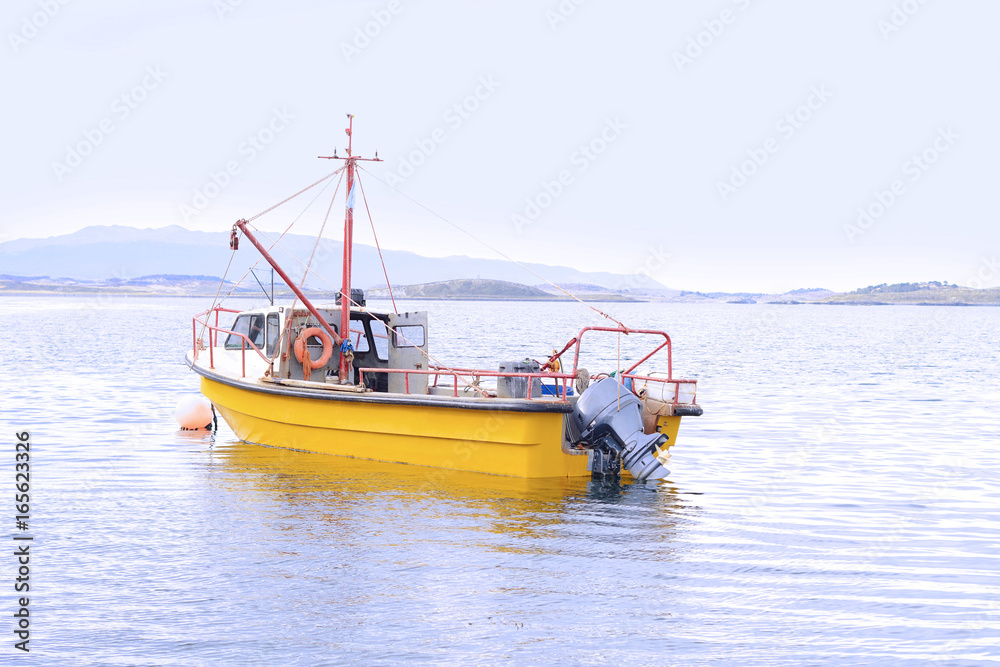 Fishing boat on water.