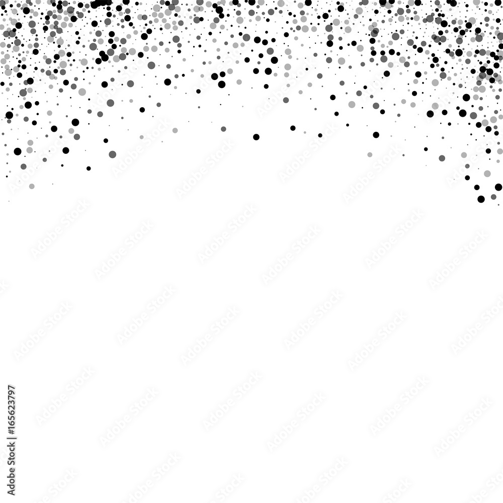 Dense black dots. Abstract top border with dense black dots on white