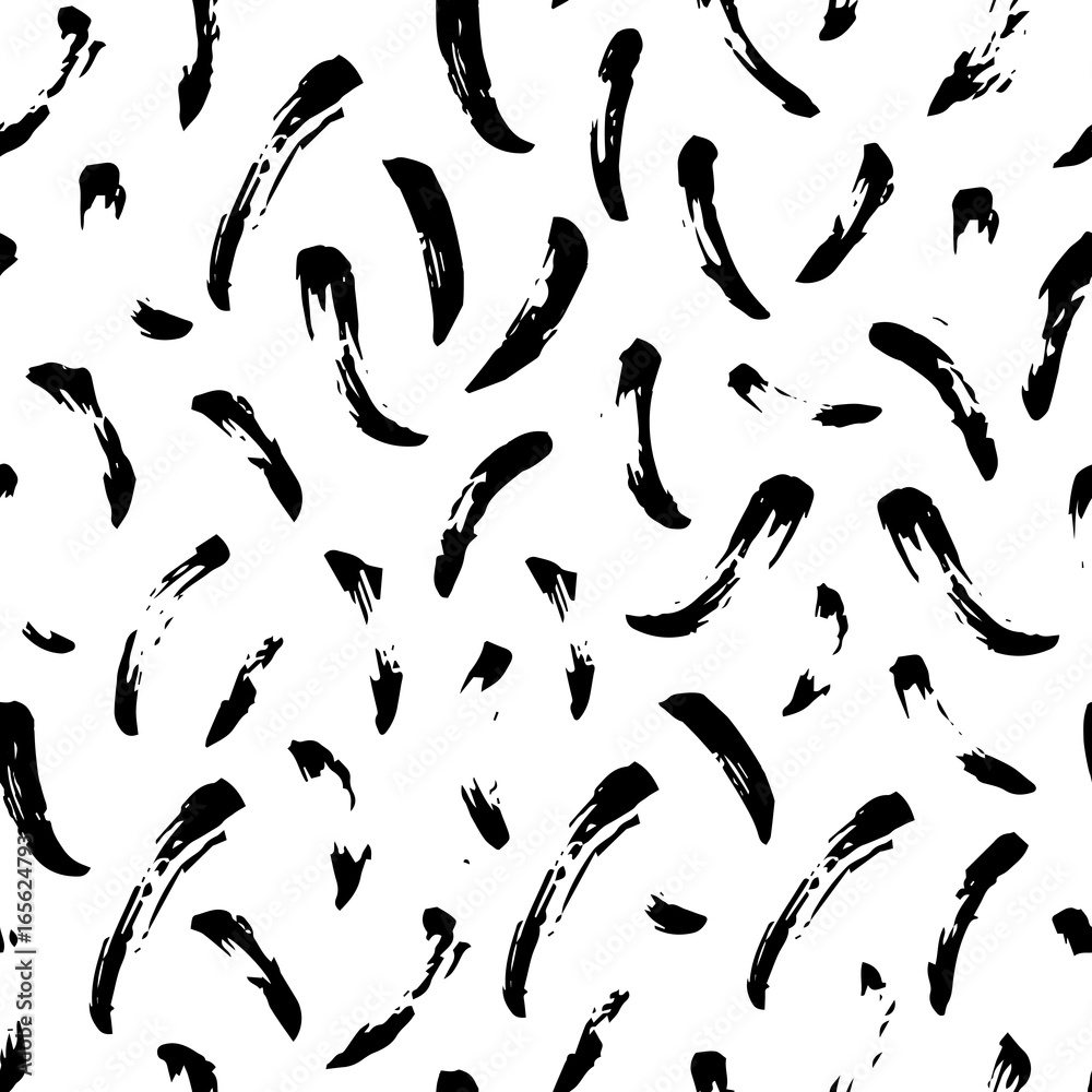 The seamless black and white pattern with brush strokes. The seamless black and white pattern with brush strokes.