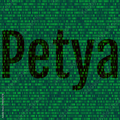 The Petya and binary code. the Petya and ransomware concept Security.