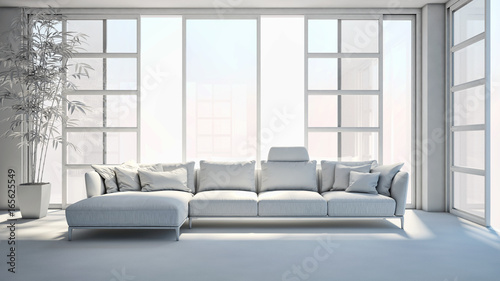 Modern bright living room. 3D rendering