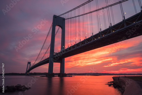 Verrazano-Narrows bridge in Brooklyn and Staten Island, NYC at sunset photo